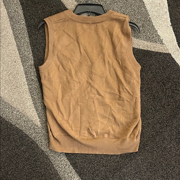 Tan Button Front Sweater Vest Preppy Cotton - Picture 6 of 6